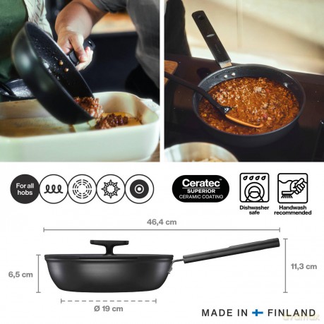Fiskars - Hard Face Saute Pan 24 cm with Lid