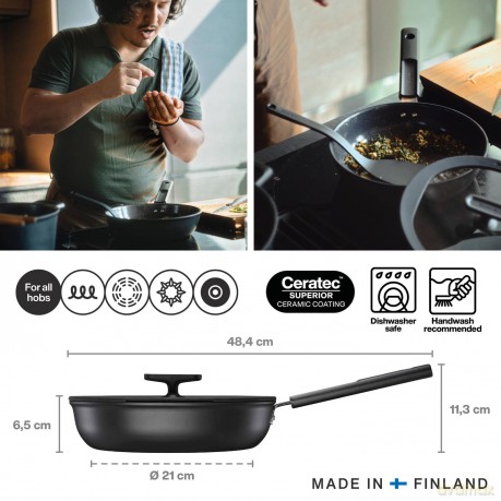 Fiskars - Hard Face Saute Pan 26 cm with Lid