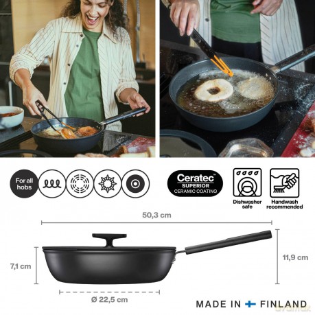 Fiskars - Hard Face Saute Pan 28 cm with Lid