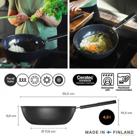 Fiskars - Hard Face Wok 28 cm, 4.5 L