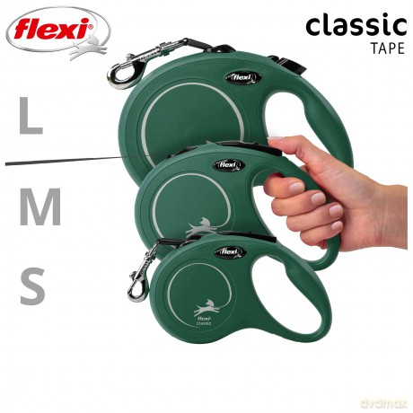 Flexi - Koppel New Classic - M - 5m Band - Olive - Max 25kg