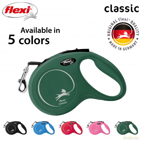 Flexi - Koppel New Classic - M - 5m Band - Olive - Max 25kg