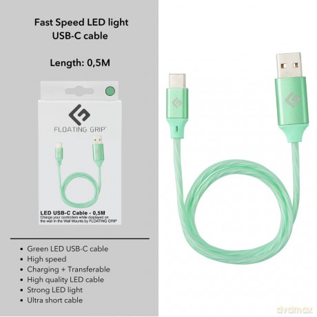Floating Grip 0,5M LED USB-C Cable (Green)