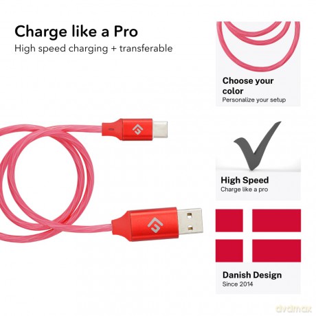 Floating Grip 0,5M LED USB-C Cable (Red)