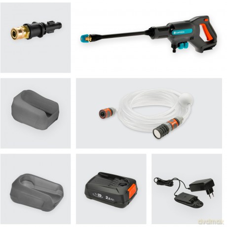 Gardena - GARDENA Battery Medium-Pressure Washer AquaClean 24/18V P4A Ready-To-Use Set