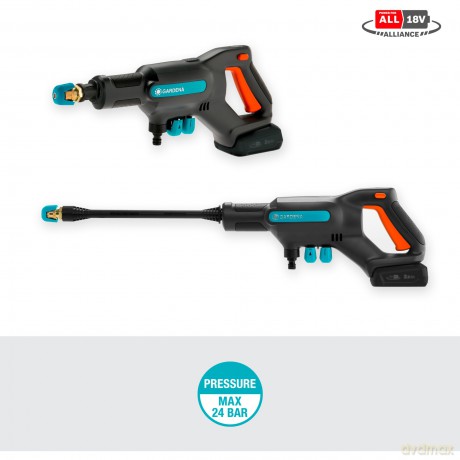 Gardena - GARDENA Battery Medium-Pressure Washer AquaClean 24/18V P4A Ready-To-Use Set