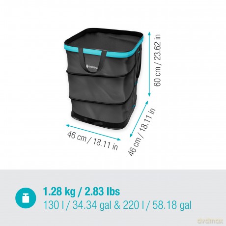 Gardena - GARDENA Garden Waste Bag Pop-Up Rectangular, Size M, Garden Sack for green waste - Size M