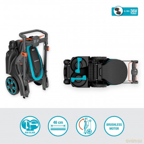 Gardena - GARDENA PowerMax Duo 46/36V Dual-Blade Lawnmower with P4A Battery - 46 cm