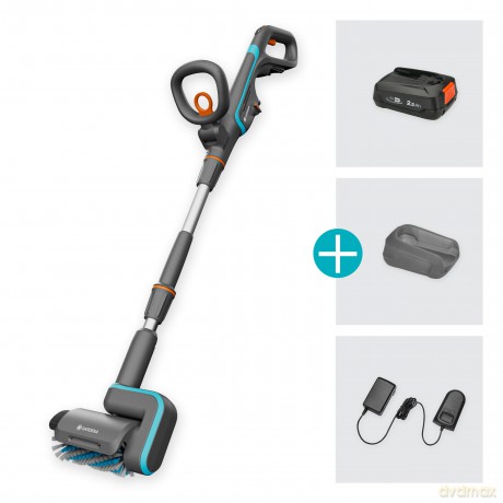 Gardena Battery AquaBrush Patio Set - 18V Multi Cleaner for Wooden Decking