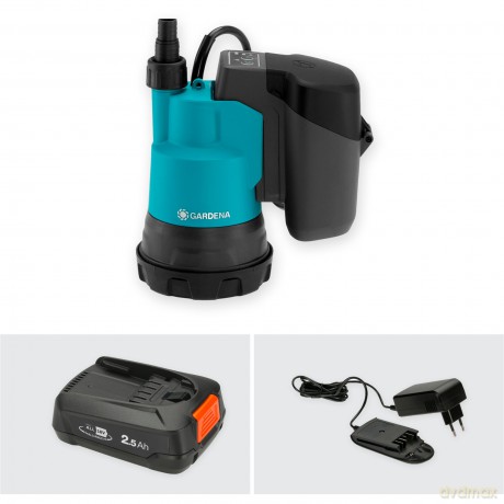 Gardena Battery-powered submersible pump for clean water 2000/2 18V, set.