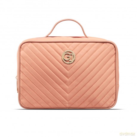 Gillian Jones - 2-Room Traincase - Coral - Quilted nylon