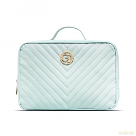 Gillian Jones - 2-Room Traincase - Ocean - Quilted nylon