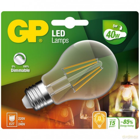 GP - LED Lamp Classic Filament, E27, DIM, 5W (40W), 470lm