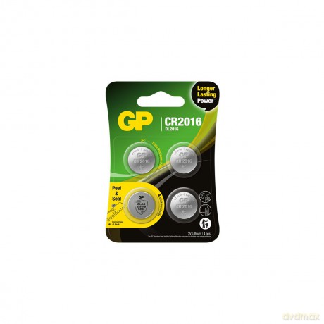 GP - Lithium Cell Battery CR2016, 3V, Safety Seal, 4-pack