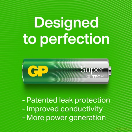GP - Super Alkaline AA Batteries, 15A/LR6, 1.5V, 12-Pack