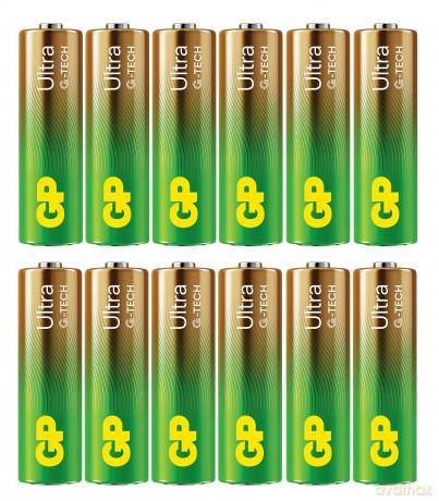 GP - Ultra Alkaline Battery, Size AA, 15AU/LR6, 1.5V, 12-pack