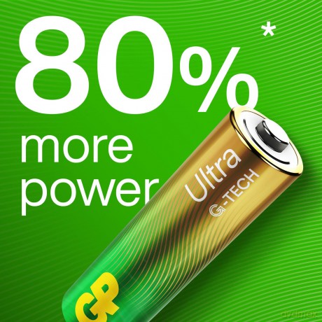 GP - Ultra Alkaline Battery, Size AA, 15AU/LR6, 1.5V, 8-pack
