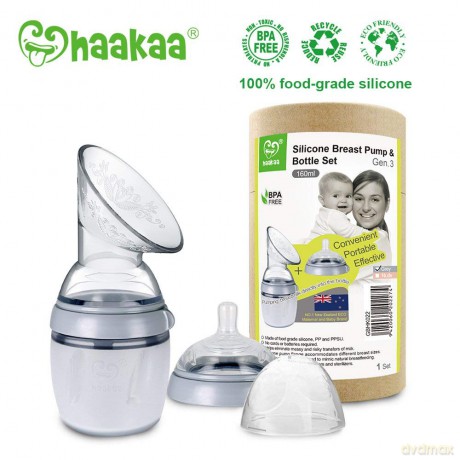 Haakaa - Generation 3 Breast Pump and Baby Bottle Top Set - 160 ml