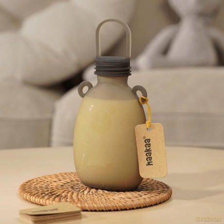 Haakaa - Happii Bear Silicone Milk Storage Bag - Grey - 260 ml