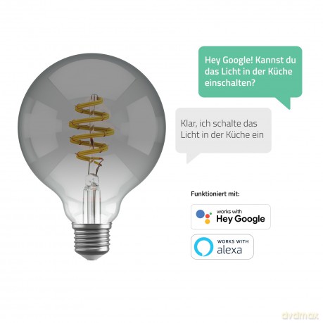 Hombli - Smart Bulb G95 CCT Filament (E27) - Smokey
