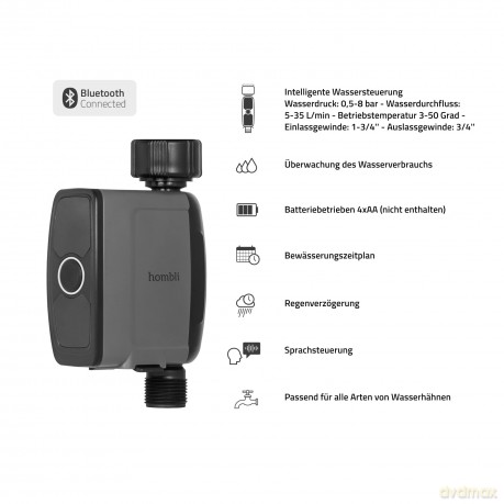 Hombli - Smart Outdoor Bluetooth Water Controller 2 - Black
