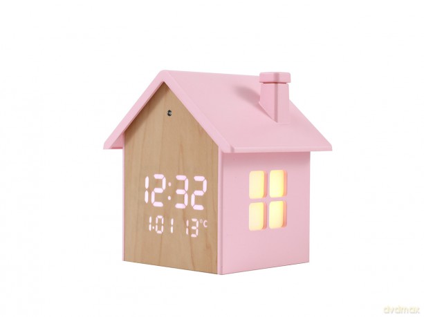 iTotal - Birdhouse Alarm Clock - Pastel Pink - 11.5 x 9.8 x 11 cm