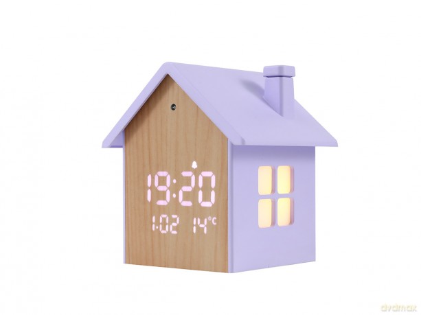 iTotal - Birdhouse Alarm Clock - Pastel Purple - 11.5 x 9.8 x 11 cm