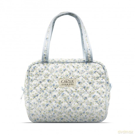 Karen - Large toilet bag with handle - Blue small flowered quilt - Large