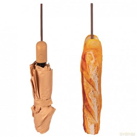 Kikkerland - Baguette Umbrella - Tan - 5.75 cm x 30.5 cm closed, 34 x 18.5 x 17 cm opened