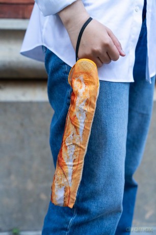 Kikkerland - Baguette Umbrella - Tan - 5.75 cm x 30.5 cm closed, 34 x 18.5 x 17 cm opened