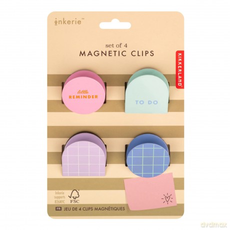 Kikkerland - Inkerie Magnetic Clips - Set of 4 - 4 cm x 4 cm x 2.75 cm