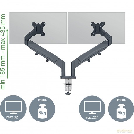 Leitz - Ergo Monitor arm space-saving dual - Dark grey