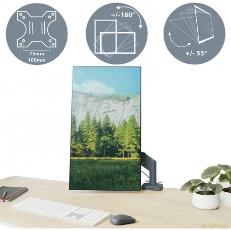 Leitz - Ergo Monitor arm space-saving single - Dark grey