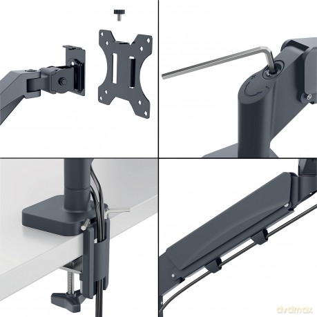 Leitz - Ergo Monitor arm space-saving single - Dark grey