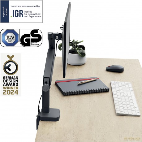 Leitz - Ergo Monitor arm space-saving single - Dark grey