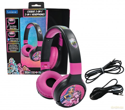 Lexibook - 2 in 1 Bluetooth foldable Monster High Headphones (HPBT010MH)