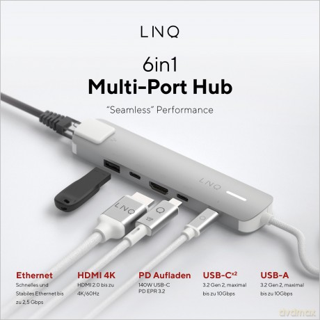 LINQ - 6in1 PRO 140W USB-C Multiport Hub