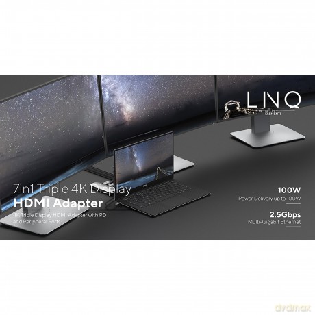 LINQ - 7in1 USB-C HDMI Adapter Triple Display MST
