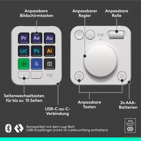 Logitech - MX Creative Console - Pale Grey