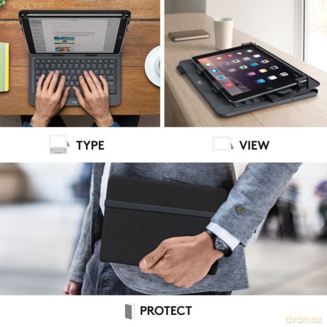 Logitech - Universal Folio w/Keyboard, 10 - Black (Nordic)