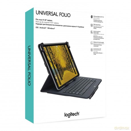 Logitech - Universal Folio w/Keyboard, 10 - Black (Nordic)