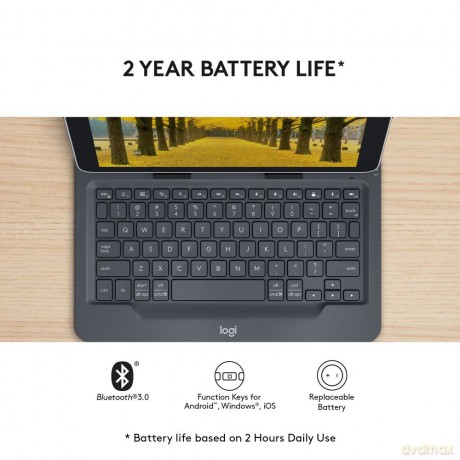 Logitech - Universal Folio w/Keyboard, 10 - Black (Nordic)