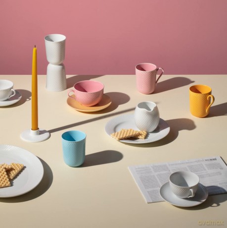 Lyngby Porcelan - Rhombe Color Mug With Handle 33 cl - Rose
