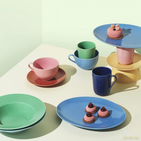 Lyngby Porcelan - Rhombe Color Oval Serving Dish 28.5x21.5 cm -Blue