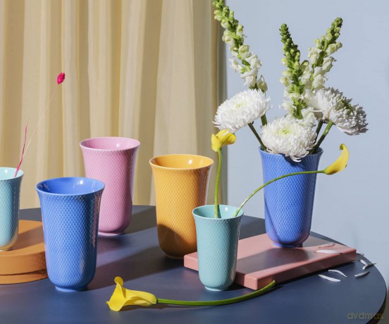Lyngby Porcelan - Rhombe Color Porcelain Vase 20 cm - Blue