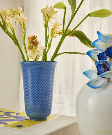 Lyngby Porcelan - Rhombe Color Porcelain Vase 20 cm - Blue