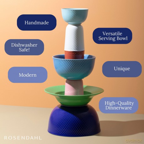 Lyngby Porcelan - Rhombe Color Serving Bowl 22 cm - Dark Blue