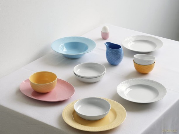Lyngby Porcelan - Rhombe Color Soup Plate 24.5 cm - Turquoise