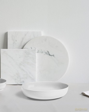 Lyngby Porcelan - Rhombe White Serving Bowl 28.5 cm
