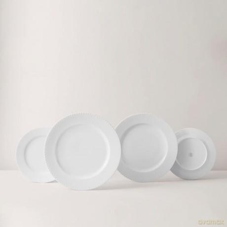 Lyngby Porcelan - Rhombe White Soup Plate - 23 cm